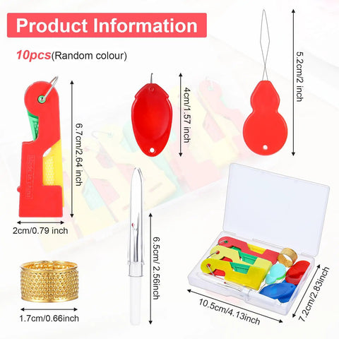 10 Pack Automatic Needle Threader Set Easy No Fuss Needle Threading Tool for Sewing and Embroidery Colorful Mix