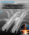 Heavy Duty Full Extension Drawer Slides Side Mount With Tough As Nails Metal Rails Track Glides Runners 150 Lb Capacity 1 Pair No Lock 26 Inch For Kitchen Cabinet And Office Drawers, shown with rust prevention treatment