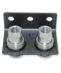 Dual 1/2 in NPT hydraulic quick-connect couplers mounted on a black mounting plate with TL USA logo