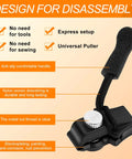 Universal Zipper Repair Kit With 12 Sliders In 3 Sizes Black Zipper Replacement Set product features with handle and thread details