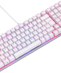 Full Size Prebuilt Mechanical Gaming Keyboard Featuring Compact 96 Layout In Crisp White Design With Silky Smooth Linear Switches Durable Abs Keycaps Reliable Double Shot Legends And Stunning Per Key Rgb Backlighting for vibrant gaming setup.