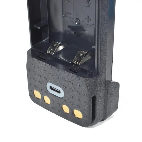 Built Tough 2X18650 Battery Case Compatible With Motorola Two Way Radios Xpr7350 Xpr7550 showing interior for 18650 cells.