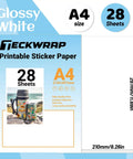 Printable Vinyl Sticker Paper For Inkjet Printers Glossy White 8.26 X 11.69 Inches A4 Size 28 Sheets Pack Ideal For DIY Stickers Crafts