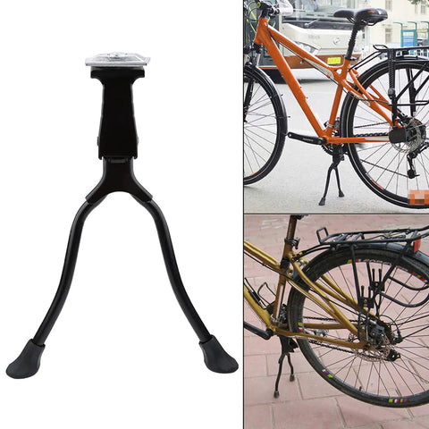 Double Leg Kickstand For Mountain And Road Bikes, Heavy Duty Bike Stand Mount Parking Rack with two leg support in use