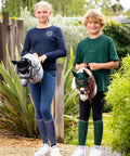 Children with Hobby Horse Toy Competition Bridle in Black with Padded Leather Browband and Noseband, Interchangeable Details