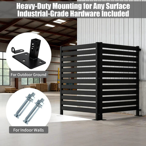 Double Layer Privacy Fence Four Panel Heavy Duty Wrought Iron Screen For Maximum Backyard Privacy 38 Inch Wide By 48 Inch High with mounting hardware