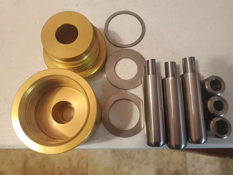 Heavy Duty Self Centering Coin Ring Punch Kit And Die Set For DIY Jewelers with brass and steel components for precision crafting.