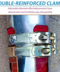 Close-up of adjustable double-reinforced clamps on metal hose for Powerful 500W Grain Suction System With 2m Screw Conveyor