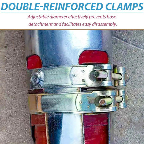 Close-up of adjustable double-reinforced clamps on metal hose for Powerful 500W Grain Suction System With 2m Screw Conveyor