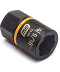 Close-up of a single metric socket from the Seven Piece Metric Bolt Biter Extraction Socket Set With One Quarter And Three Eighths Inch Drive Bidirectional For Damaged Fasteners Includes Five Metric Sockets And Two Impact Adapters Pro Grade Works With Impact Wrenches And Ratchets.