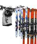 Heavy Duty Garage Ski Storage Rack Wall Mount Holds Up To 10 Pairs Of Skis And Snowboards, 200 Lb Capacity, Rugged Metal Organizer
