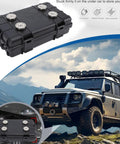 Rugged Weatherproof Magnetic Storage Box with heavy duty mount and locking, shown attached under off-road vehicle