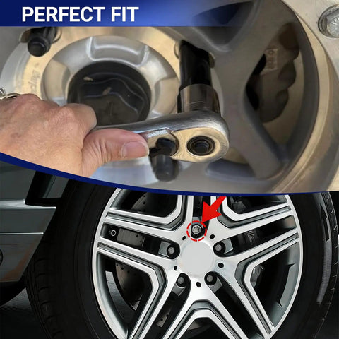 Using Go To Heavy Duty Large 6 Spline Lug Nut Socket For Wheel Lock Removal And Key Replacement Fits 21 Millimeter And 22 Millimeter Hex Socket Wrenches Automotive Tool on a tire