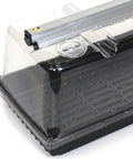 Prism Lens Powered LED Mini Greenhouse Kit with NanoTech Light Reflector and double thick tray, partial side view