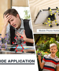 Transformable Fidget Spinner Set Of 20 Pieces With Dope Sensory Chain Robots shown with phone holder and kid playing