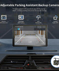Dashboard view with 9 Inch Wireless Apple CarPlay And Android Auto Dash Receiver displaying parking camera interface.