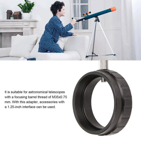Focusing Converter Telescope Adapter M35x0.75mm To 1.25 Inch Interface with telescope setup, suitable for nebula viewing gear.