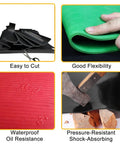 Built Tough Hardcore Commercial Grade Rubber Safety Mat For High Voltage Electric Shock Defense And Solid Grip Shop Shielding Oil Proof Anti Slip Cushion For Switchgear Setup Areas, showing black and green rubber mats with flexible and waterproof features.