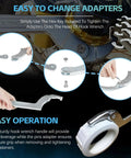 Adjustable Pin Spanner Wrench Set With 9 Piece C Spanner Heads and Changeable Attachments shown with adapters and hooks