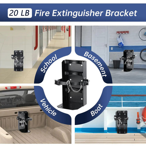 Heavy Duty Fire Extinguisher Bracket Wall Mount Two Pack Boss Grade Steel Holder Fits 20 Lb Dry Chemical Or 10 Lb CO2 For Garage Work Truck Shop Safe