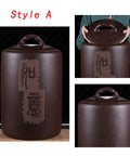 Hella Durable Ceramic Rice Jar And Airtight Storage Container For Coffee Beans Tea Flour Pet Food And Grains With Secure Lid Options in brown style.