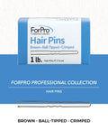Solid Ball Tipped Hair Pins 320 Count Brown Crimped Styling Clips With Bounce Back Spring in 1 lb box, 3 inch size.