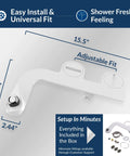 SlimEdge Non Electric Bidet Attachment For Toilet With Dual Front And Rear Nozzles Cold Water Wash Easy Install Dimensions