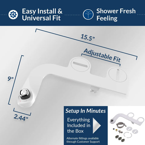 Two Pack Non Electric Bidet Attachment For Toilet With Dual Nozzles For Front And Rear Wash, Adjustable Water Pressure, Ultra Thin Design, Easy DIY Install, Cold Water Cleaning, White
