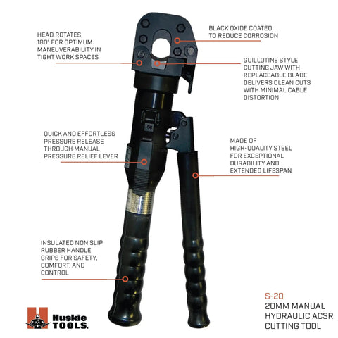 Heavy Duty Hydraulic Bolt Cutter Built Like A Truck To Slice Through Rusted Steel Cables, featuring 180° rotating head for tight spaces.