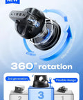 Close-up of Six Pack Rotatable Cord Holder Set With 360 Degree Magnetic Clips showing swivel mechanism and sleek black design.
