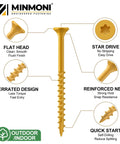 10 By 3 Inch Wood Deck Screws 310 Piece Box Exterior Trox Flat Head Tan Finish Includes T25 Star Bit Ruspert Coating Details