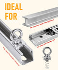 Heavy Duty Strut Channel Nut And Eye Bolt Kit With M8 And M10 Eye Bolts and M10 T Slot Nuts Stainless Steel And Zinc Plated Spring Nuts For Unistrut Pack Of 4 For Versatile Utility Projects Like Bed Rails And Utili Track showcased