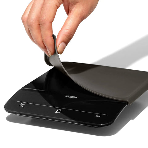 Precision Coffee Scale With Built In Timer For Pour Over, 6 Pound Capacity, shown with removable protective cover