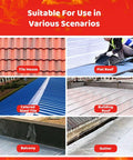 Image showing various roofing scenarios for Heavy Duty Asphalt Roof Shingle Repair Tape With Thick Aluminum Foil Backing.