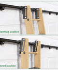 6.6Ft Telescopic Hook On Sliding Library Ladder Hardware with Bottom Wheel and Brake, dual positions on track system.