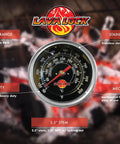 Black Face BBQ Grill Thermometer 50F To 900F High Temp Range with stainless steel body and adjustable features in focus