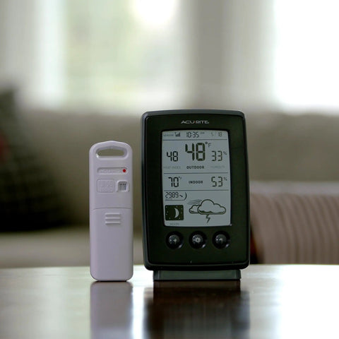 Digital Weather Station With Indoor Outdoor Temperature And Humidity, Moon Phase, Wireless Outdoor Sensor, Black Finish