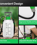 1 Gallon Garden Sprayer With 3 Nozzles For Plants Weeds And Lawn Care, Long 50 Inch Hose, pressure relief valve visible