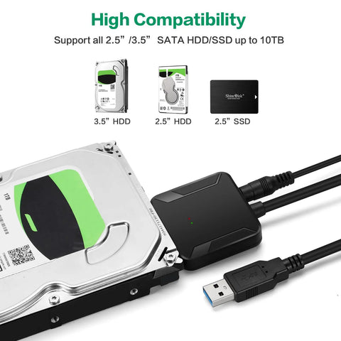 Plug And Play SATA To USB 3.0 External Adapter Cable For 2.5 Inch And 3.5 Inch HDD And SSD With Power Supply Fast Data Transfer