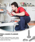 Heavy Duty Stainless Steel Spring Plungers Two Pack With Knurled Handle For Quick Snap Locking No Sweat Self Retracting Pins That Grip Tight For Toolboxes Molds And Tough Job Site Projects with a technician fixing an appliance.