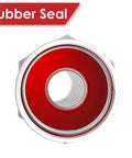 Brass Tire Valve Caps With Rubber Seal for Cars SUVs Bikes Trucks and Motorcycles close-up showing red rubber seal inside cap
