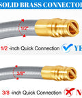 Natural Gas Grill Hose 10-Foot One Half Inch ID With Quick Connect Fitting showing correct 1/2-inch and incorrect 3/8-inch sizes.