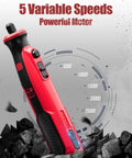 Cordless Rotary Tool 8V Handheld Grinder For Dog Nails And DIY Projects, 5 Speed Settings From 5,000 To 25,000 RPM, Light Red.