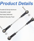 Two Pcs Adjustable Turnbuckles Camber Link 79 89mm Turnbuckle Rods For RC Car Steering with M3 Ball Head Rod Ends shown
