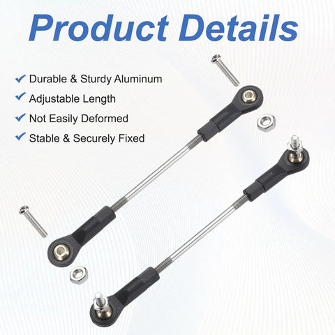 Two Pcs Adjustable Turnbuckles Camber Link 79 89mm Turnbuckle Rods For RC Car Steering with M3 Ball Head Rod Ends shown