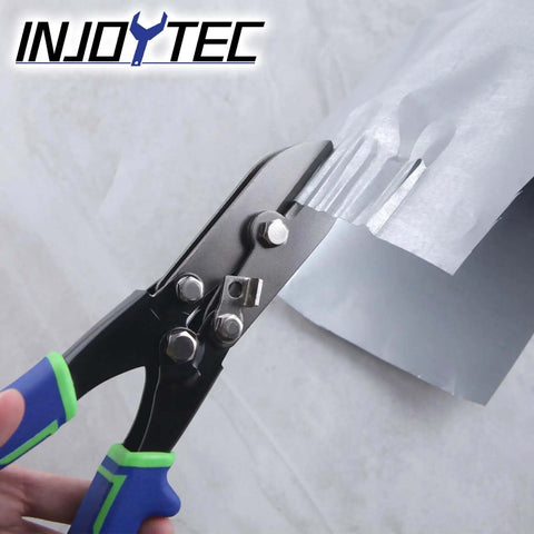 5 Blade Beefed Up Sheet Metal Crimper For HVAC Ductwork And Stove Pipes Heavy Duty Gutter Crimping Tool in use on metal sheet