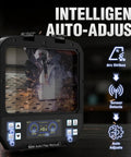 Workhorse Smart Auto Darkening Welding Helmet With Large View Screen True Color Display And Memory Easy Arc Sensor Auto Shade Fully Adjustable Shade Range From 3 To 14 For MIG TIG Stick Tack Grinding And Cutting, showing close-up of helmet's electronic controls and display during welding.