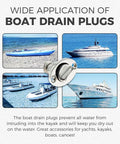 Wide application of 2 Pack Marine Stainless Steel Boat Drain Plugs Kit For Kayaks And Small Boats with oval garboard transom plug displayed