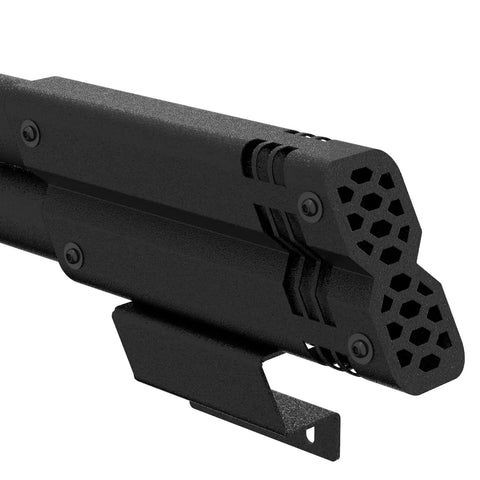 Close-up of Heavy Duty Universal Truck Bed Roll Bars Adjustable Sport Chase Rack For Midsize Pickup Rigs in black finish.