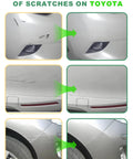 Before and after images of Toyota car scratches repaired with Cavalry Blue Touch Up Paint Pen For Toyota Cars Scratch Repair Quick And Easy Fix Auto Paint Scratches With Precise Application And Smooth Finish For Minor Scratches And Chips That Last With A Durable Seamless Finish.